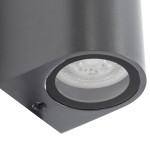 GloboStar® MURANO 60609 Φωτιστικό Τοίχου - Απλίκα Αρχιτεκτονικού Φωτισμού Εξωτερικού Χώρου Up & Down Αλουμινίου με Ντουί 2 x GU10 AC 220-240V Αδιάβροχο IP65 L15 x W8 x H6.8cm - Γκρι Ανθρακί - 5 Years Warranty