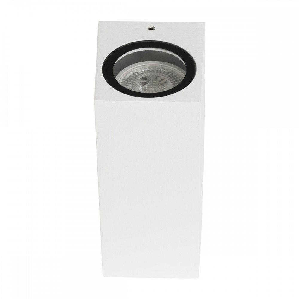 GloboStar® BURANO 60614 Φωτιστικό Τοίχου - Απλίκα Αρχιτεκτονικού Φωτισμού Εξωτερικού Χώρου Up & Down Αλουμινίου με Ντουί 2 x GU10 AC 220-240V Αδιάβροχο IP65 L15 x W8 x H6.8cm - Λευκό -  5 Years Warranty