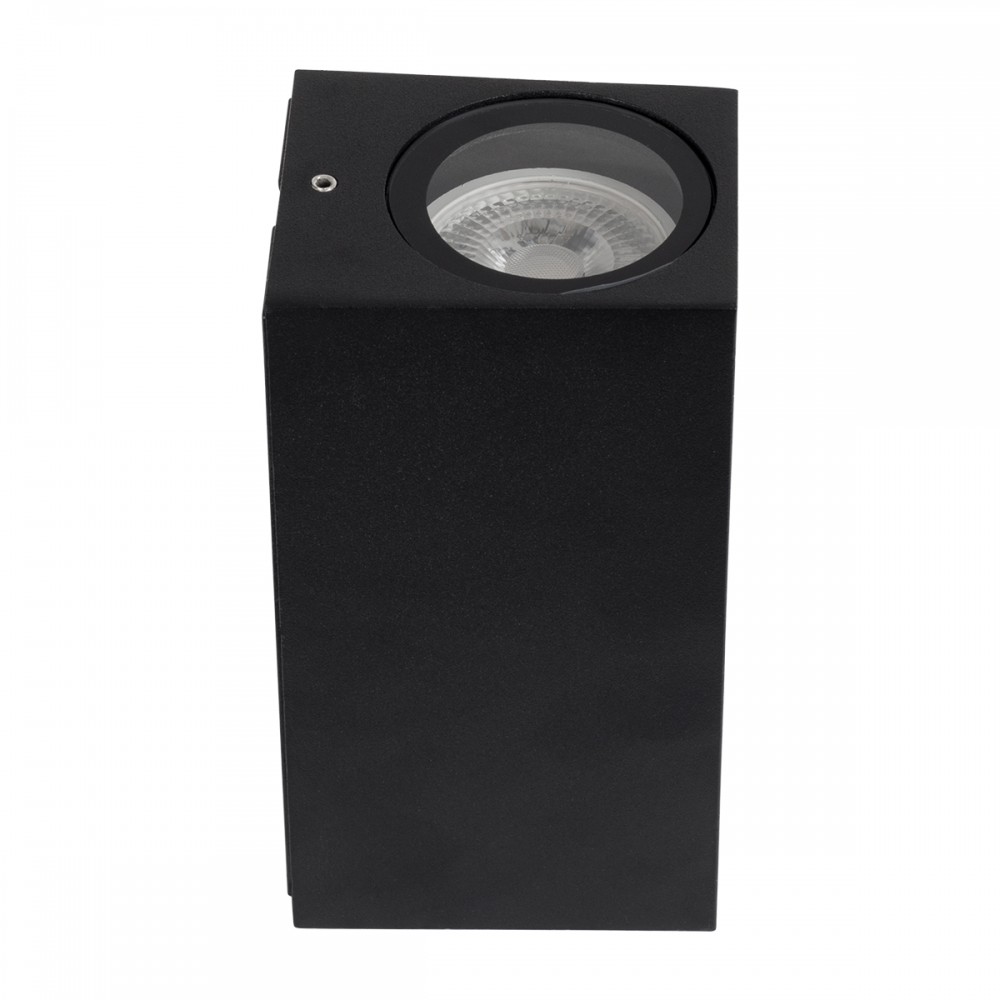 GloboStar® BURANO 60616 Φωτιστικό Τοίχου - Απλίκα Αρχιτεκτονικού Φωτισμού Εξωτερικού Χώρου Up & Down Αλουμινίου με Ντουί 2 x GU10 AC 220-240V Αδιάβροχο IP65 L15 x W8 x H6.8cm - Μαύρο -  5 Years Warranty