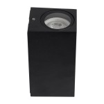 GloboStar® BURANO 60616 Φωτιστικό Τοίχου - Απλίκα Αρχιτεκτονικού Φωτισμού Εξωτερικού Χώρου Up & Down Αλουμινίου με Ντουί 2 x GU10 AC 220-240V Αδιάβροχο IP65 L15 x W8 x H6.8cm - Μαύρο -  5 Years Warranty