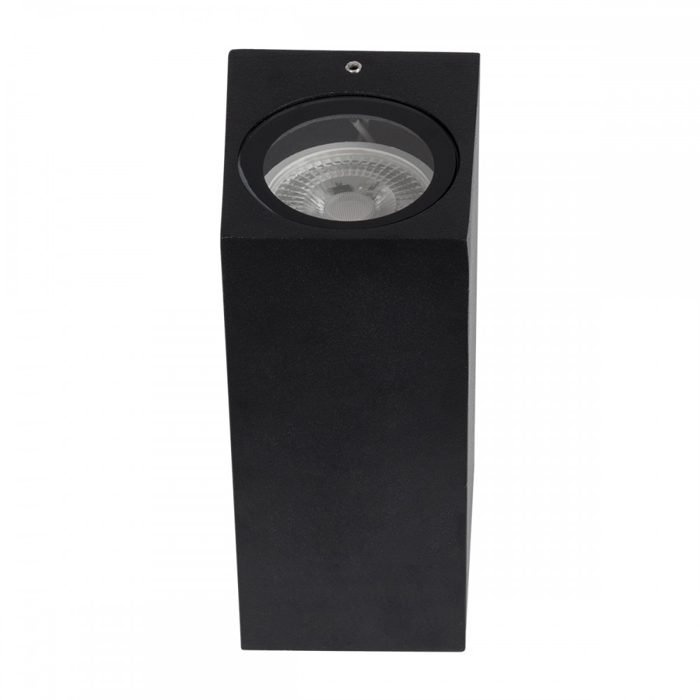 GloboStar® BURANO 60616 Φωτιστικό Τοίχου - Απλίκα Αρχιτεκτονικού Φωτισμού Εξωτερικού Χώρου Up & Down Αλουμινίου με Ντουί 2 x GU10 AC 220-240V Αδιάβροχο IP65 L15 x W8 x H6.8cm - Μαύρο -  5 Years Warranty