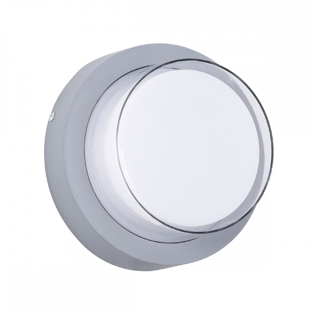 GLOBOSTAR® NEXUS 60762 Φωτιστικό Τοίχου - Απλίκα Εσωτερικού/Εξωτερικού Χώρου LED 10W 1050lm 120° AC175-265V Αδιάβροχο IP65 - Πλαστικό Σώμα - Φυσικό λευκό 4500K - Φ17 x Υ9cm - Γκρι - Bridgelux Chip - 3 Χρόνια Εγγύηση
