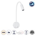 GloboStar® GOOSE 60876 Μοντέρνο Φωτιστικό Τοίχου - Απλίκα Ξενοδοχείου Bed Side LED 3W 300lm 36° AC 220-240V - Reading Light - Μ6.5 x Π15 x Υ24.5cm - Φυσικό Λευκό 4500K - Λευκό