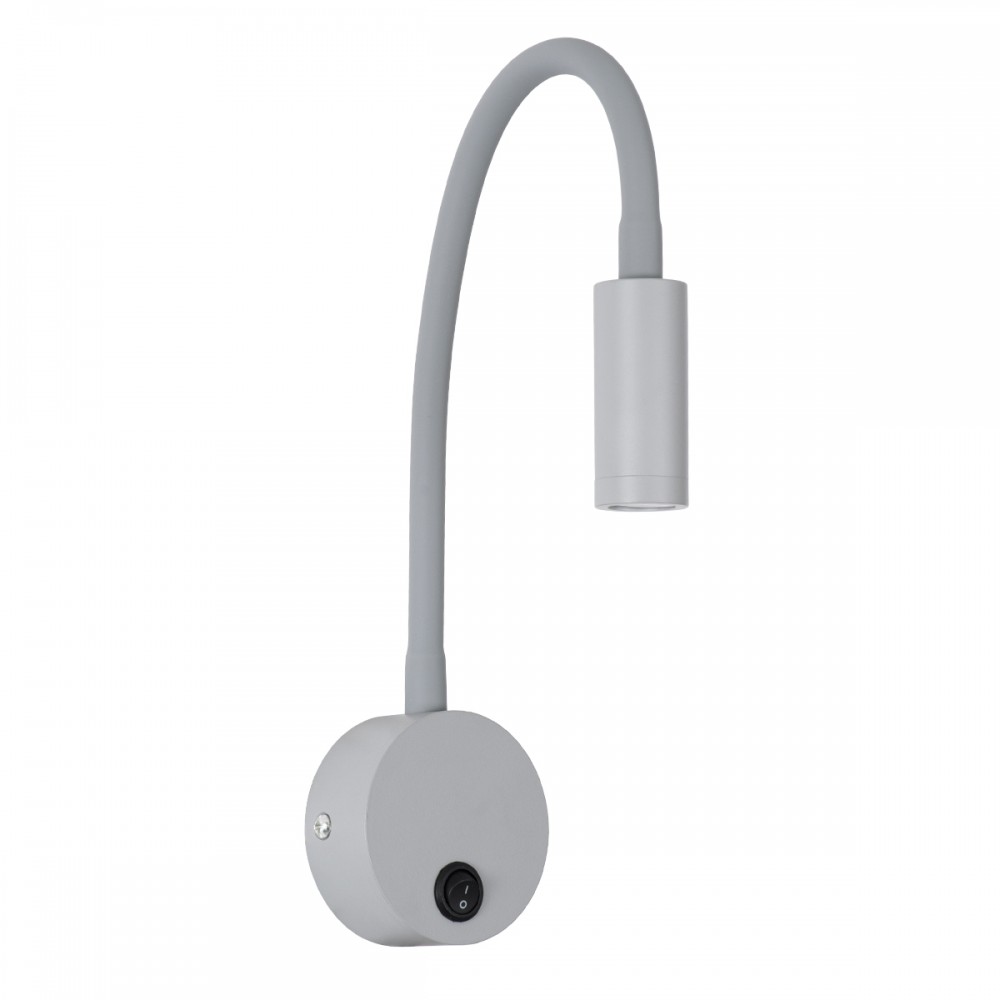 GloboStar® GOOSE 60877 Μοντέρνο Φωτιστικό Τοίχου - Απλίκα Ξενοδοχείου Bed Side LED 3W 300lm 36° AC 220-240V - Reading Light - Μ6.5 x Π15 x Υ24.5cm - Φυσικό Λευκό 4500K - Γκρι Ανθρακί