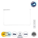 GloboStar® LINARIA 60922 Κρεμαστό Φωτιστικό Οροφής Design LED CCT 36W 4150lm 200° AC 220-240V - Εναλλαγή Φωτισμού μέσω Τηλεχειριστηρίου All In One Ψυχρό 6000k+Φυσικό 4500k+Θερμό 2700k Dimmable Μ120 x Π2 x Υ10cm - Λευκό - 3 Years Warranty