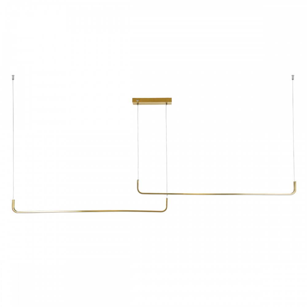GloboStar® LINARIA DUO 60926 Κρεμαστό Φωτιστικό Οροφής Design LED CCT 72W 8300lm 200° AC 220-240V - Εναλλαγή Φωτισμού μέσω Τηλεχειριστηρίου All In One Ψυχρό 6000k+Φυσικό 4500k+Θερμό 2700k Dimmable Μ220 x Π4 x Υ25cm - Χρυσό Πλατίνα - 3 Years Warranty
