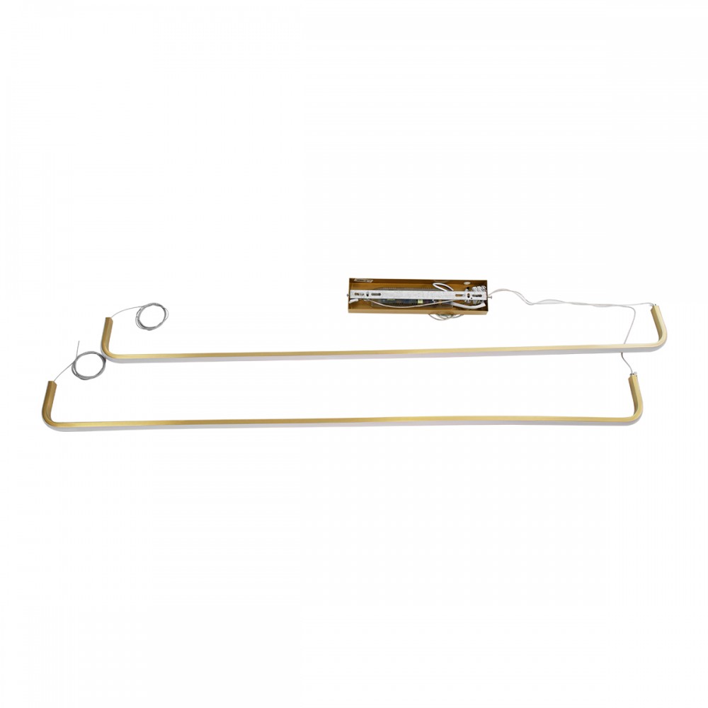 GloboStar® LINARIA DUO 60926 Κρεμαστό Φωτιστικό Οροφής Design LED CCT 72W 8300lm 200° AC 220-240V - Εναλλαγή Φωτισμού μέσω Τηλεχειριστηρίου All In One Ψυχρό 6000k+Φυσικό 4500k+Θερμό 2700k Dimmable Μ220 x Π4 x Υ25cm - Χρυσό Πλατίνα - 3 Years Warranty