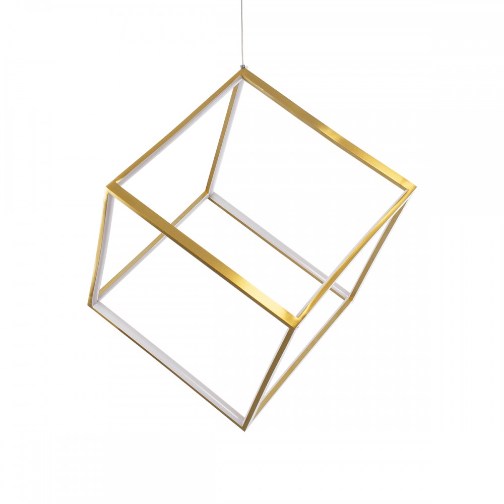 GloboStar® KIBOO 60930 Κρεμαστό Φωτιστικό Οροφής Design LED CCT 36W 4150lm 360° AC 220-240V - Εναλλαγή Φωτισμού μέσω Τηλεχειριστηρίου All In One Ψυχρό 6000k+Φυσικό 4500k+Θερμό 2700k Dimmable Μ40 x Π40 x Υ40cm - Χρυσό Πλατίνα - 3 Years Warranty
