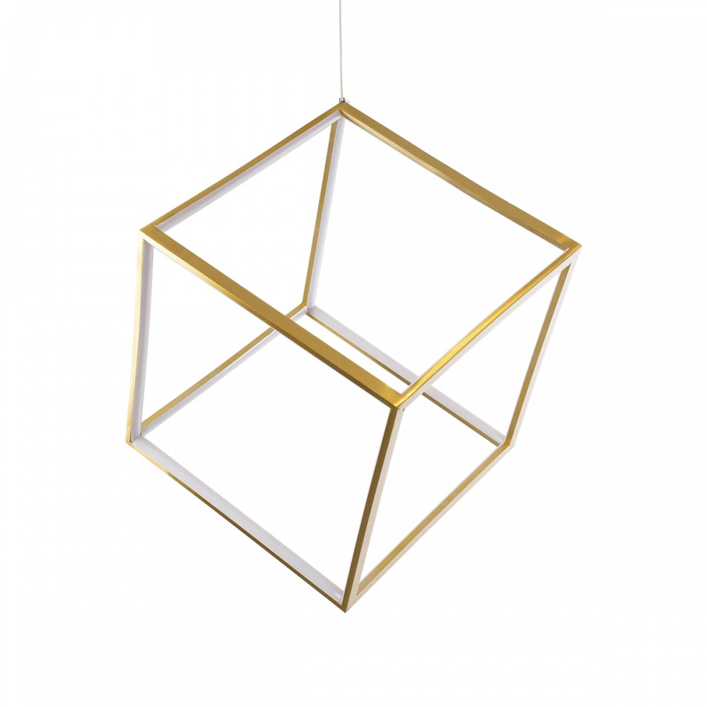 GloboStar® KIBOO 60930 Κρεμαστό Φωτιστικό Οροφής Design LED CCT 36W 4150lm 360° AC 220-240V - Εναλλαγή Φωτισμού μέσω Τηλεχειριστηρίου All In One Ψυχρό 6000k+Φυσικό 4500k+Θερμό 2700k Dimmable Μ40 x Π40 x Υ40cm - Χρυσό Πλατίνα - 3 Years Warranty