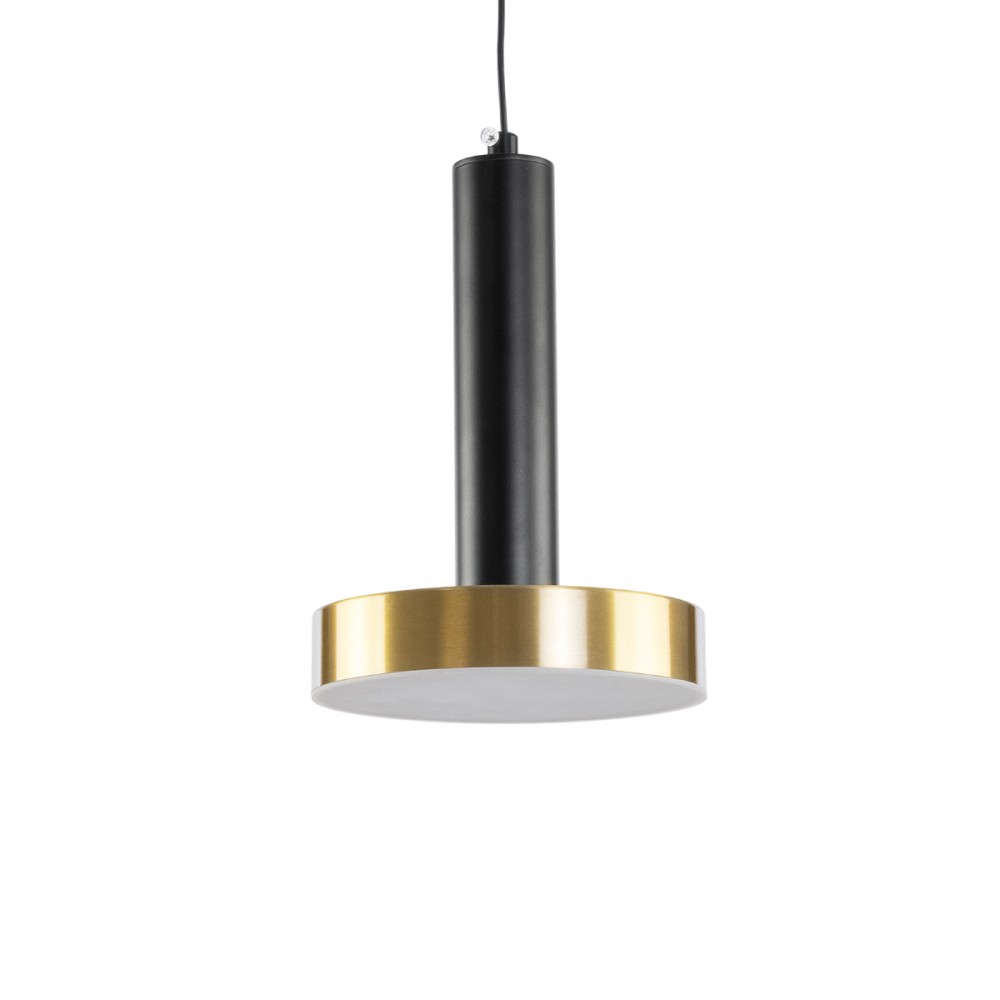 GLOBOSTAR® ZANE 60933 Κρεμαστό Φωτιστικό Design LED CCT 18W 2016lm 120° AC 220-240V IP20 - Εναλλαγή Φωτισμού μέσω Τηλεχειριστηρίου All In One Ψυχρό 6000k+Φυσικό 4500k+Θερμό 2700k Dimmable - Φ15 x Υ20cm - Μαύρο & Χρυσό - 3 Χρόνια Εγγύηση