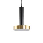 GLOBOSTAR® ZANE 60933 Κρεμαστό Φωτιστικό Design LED CCT 18W 2016lm 120° AC 220-240V IP20 - Εναλλαγή Φωτισμού μέσω Τηλεχειριστηρίου All In One Ψυχρό 6000k+Φυσικό 4500k+Θερμό 2700k Dimmable - Φ15 x Υ20cm - Μαύρο & Χρυσό - 3 Χρόνια Εγγύηση