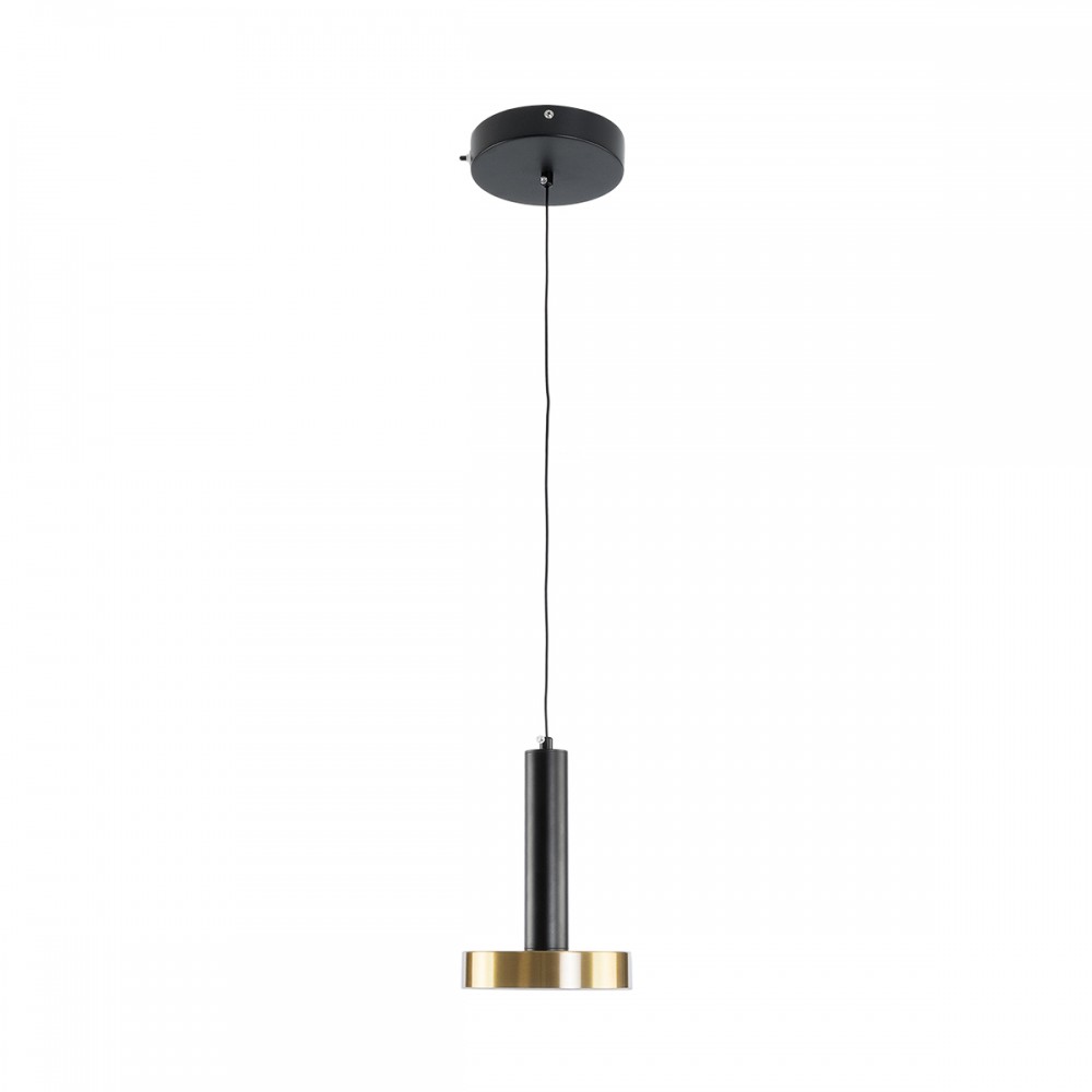 GLOBOSTAR® ZANE 60933 Κρεμαστό Φωτιστικό Design LED CCT 18W 2016lm 120° AC 220-240V IP20 - Εναλλαγή Φωτισμού μέσω Τηλεχειριστηρίου All In One Ψυχρό 6000k+Φυσικό 4500k+Θερμό 2700k Dimmable - Φ15 x Υ20cm - Μαύρο & Χρυσό - 3 Χρόνια Εγγύηση