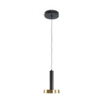 GLOBOSTAR® ZANE 60933 Κρεμαστό Φωτιστικό Design LED CCT 18W 2016lm 120° AC 220-240V IP20 - Εναλλαγή Φωτισμού μέσω Τηλεχειριστηρίου All In One Ψυχρό 6000k+Φυσικό 4500k+Θερμό 2700k Dimmable - Φ15 x Υ20cm - Μαύρο & Χρυσό - 3 Χρόνια Εγγύηση
