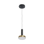 GLOBOSTAR® ZANE 60933 Κρεμαστό Φωτιστικό Design LED CCT 18W 2016lm 120° AC 220-240V IP20 - Εναλλαγή Φωτισμού μέσω Τηλεχειριστηρίου All In One Ψυχρό 6000k+Φυσικό 4500k+Θερμό 2700k Dimmable - Φ15 x Υ20cm - Μαύρο & Χρυσό - 3 Χρόνια Εγγύηση