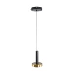 GLOBOSTAR® ZANE 60933 Κρεμαστό Φωτιστικό Design LED CCT 18W 2016lm 120° AC 220-240V IP20 - Εναλλαγή Φωτισμού μέσω Τηλεχειριστηρίου All In One Ψυχρό 6000k+Φυσικό 4500k+Θερμό 2700k Dimmable - Φ15 x Υ20cm - Μαύρο & Χρυσό - 3 Χρόνια Εγγύηση