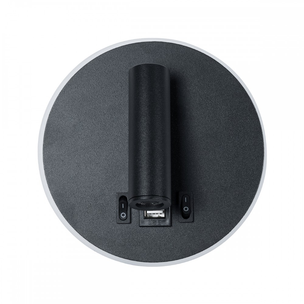 GLOBOSTAR® LADY-R 60938 Μοντέρνο Φωτιστικό Τοίχου - Απλίκα Ξενοδοχείου Reading Light με Φορτιστή USB 3A LED 6W 600lm 36° & 360° AC 220-240V IP20 Φυσικό Λευκό 4500K - Bridgelux COB Chip & TÜV SÜD Driver - Μαύρο Ματ - Μ15 x Π15 x Υ7cm - 3 Χρόνια Εγγ