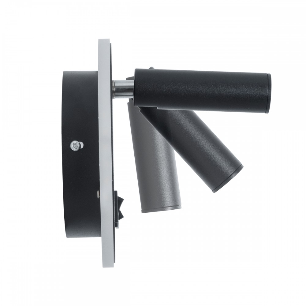 GLOBOSTAR® LADY-R 60938 Μοντέρνο Φωτιστικό Τοίχου - Απλίκα Ξενοδοχείου Reading Light με Φορτιστή USB 3A LED 6W 600lm 36° & 360° AC 220-240V IP20 Φυσικό Λευκό 4500K - Bridgelux COB Chip & TÜV SÜD Driver - Μαύρο Ματ - Μ15 x Π15 x Υ7cm - 3 Χρόνια Εγγ