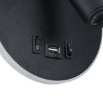 GLOBOSTAR® LADY-R 60938 Μοντέρνο Φωτιστικό Τοίχου - Απλίκα Ξενοδοχείου Reading Light με Φορτιστή USB 3A LED 6W 600lm 36° & 360° AC 220-240V IP20 Φυσικό Λευκό 4500K - Bridgelux COB Chip & TÜV SÜD Driver - Μαύρο Ματ - Μ15 x Π15 x Υ7cm - 3 Χρόνια Εγγ