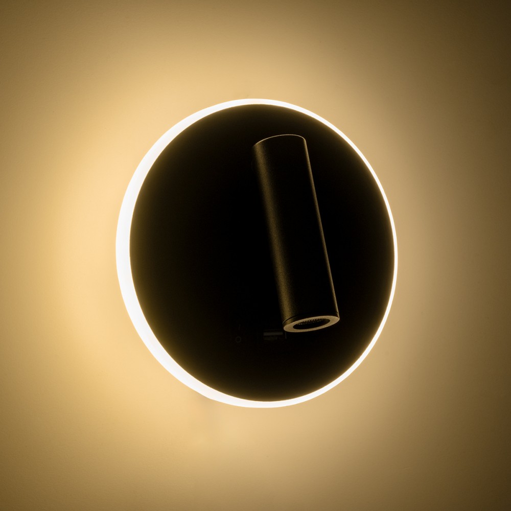 GLOBOSTAR® LADY-R 60938 Μοντέρνο Φωτιστικό Τοίχου - Απλίκα Ξενοδοχείου Reading Light με Φορτιστή USB 3A LED 6W 600lm 36° & 360° AC 220-240V IP20 Φυσικό Λευκό 4500K - Bridgelux COB Chip & TÜV SÜD Driver - Μαύρο Ματ - Μ15 x Π15 x Υ7cm - 3 Χρόνια Εγγ