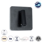 GLOBOSTAR® LADY-S 60942 Μοντέρνο Φωτιστικό Τοίχου - Απλίκα Ξενοδοχείου Reading Light με Φορτιστή USB 3A LED 6W 600lm 36° & 360° AC 220-240V IP20 Φυσικό Λευκό 4500K - Bridgelux COB Chip & TÜV SÜD Driver - Μαύρο Ματ - Μ15 x Π15 x Υ7cm - 3 Χρόνια Εγγ