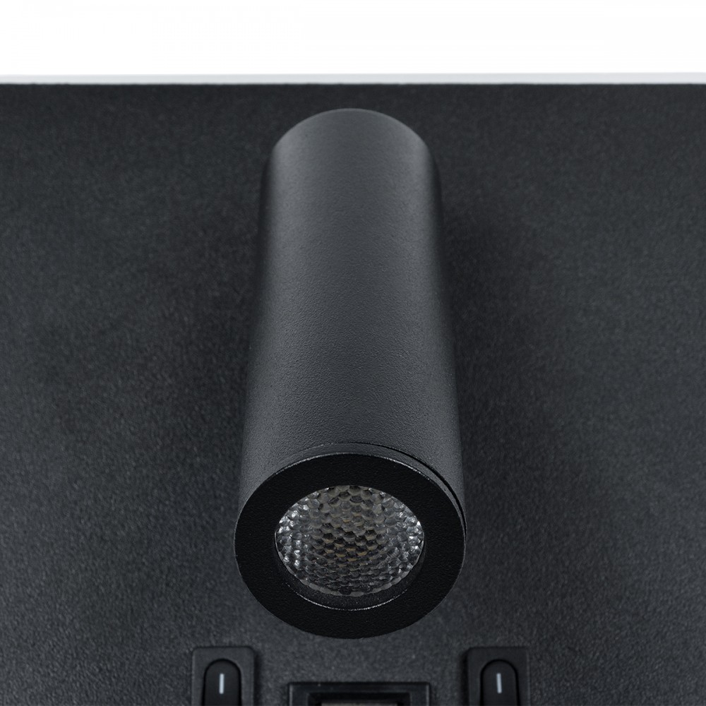 GLOBOSTAR® LADY-S 60942 Μοντέρνο Φωτιστικό Τοίχου - Απλίκα Ξενοδοχείου Reading Light με Φορτιστή USB 3A LED 6W 600lm 36° & 360° AC 220-240V IP20 Φυσικό Λευκό 4500K - Bridgelux COB Chip & TÜV SÜD Driver - Μαύρο Ματ - Μ15 x Π15 x Υ7cm - 3 Χρόνια Εγγ