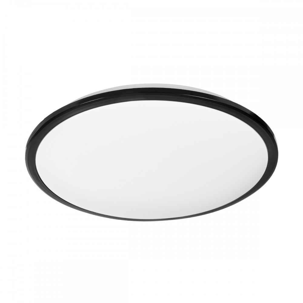 GloboStar® TUFFIN 60998 Πλαφονιέρα Οροφής LED 36W 4140lm 120° AC 220-240V Αδιάβροχη IP54 Φ48 x Υ6.5cm Ψυχρό Λευκό 6000K - Μαύρο - Bridgelux Chips - 3 Years Warranty