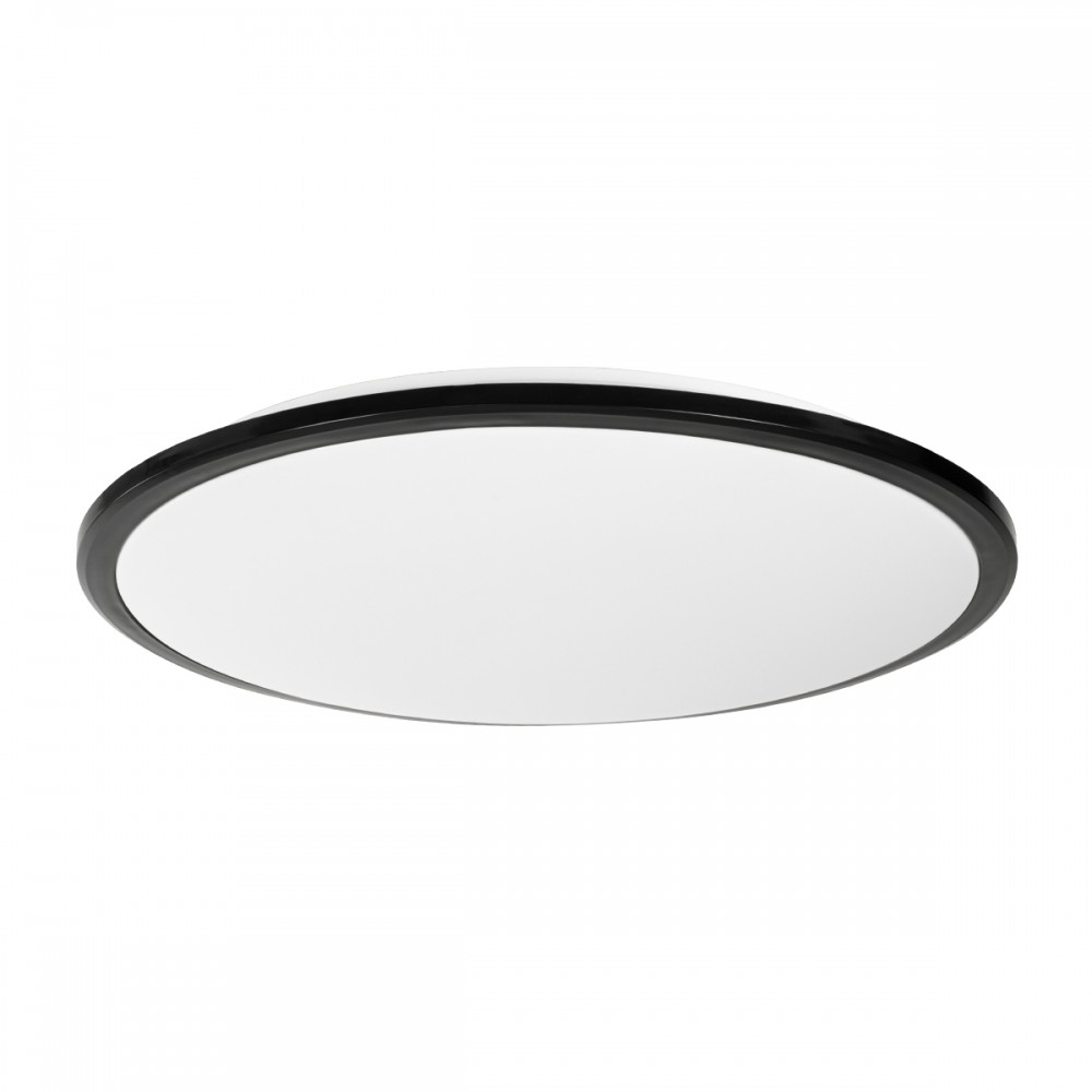 GloboStar® TUFFIN 60998 Πλαφονιέρα Οροφής LED 36W 4140lm 120° AC 220-240V Αδιάβροχη IP54 Φ48 x Υ6.5cm Ψυχρό Λευκό 6000K - Μαύρο - Bridgelux Chips - 3 Years Warranty