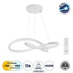GloboStar® DEXTER 61050 Κρεμαστό Φωτιστικό Οροφής Design LED CCT 72W 8064lm 300° AC 220-240V - Εναλλαγή Φωτισμού μέσω Τηλεχειριστηρίου All In One Ψυχρό 6000k+Φυσικό 4500k+Θερμό 2700k Dimmable Φ56cm - Λευκό - 3 Years Warranty
