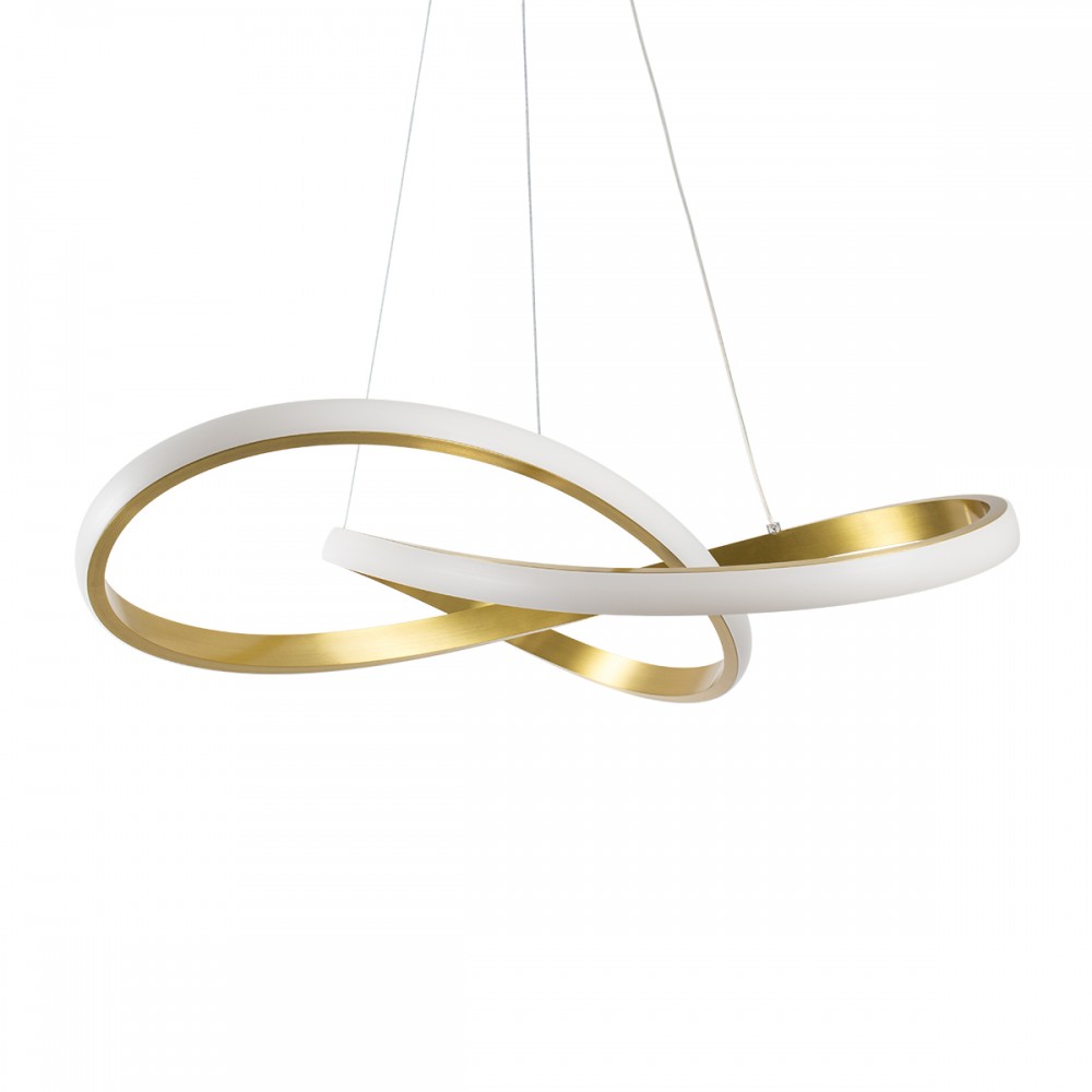 GloboStar® DEXTER 61051 Κρεμαστό Φωτιστικό Οροφής Design LED CCT 72W 8064lm 300° AC 220-240V - Εναλλαγή Φωτισμού μέσω Τηλεχειριστηρίου All In One Ψυχρό 6000k+Φυσικό 4500k+Θερμό 2700k Dimmable Φ56cm - Χρυσό Βούρτσας - 3 Years Warranty
