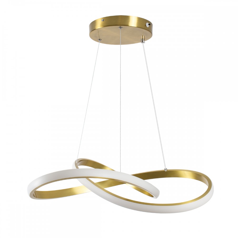 GloboStar® DEXTER 61051 Κρεμαστό Φωτιστικό Οροφής Design LED CCT 72W 8064lm 300° AC 220-240V - Εναλλαγή Φωτισμού μέσω Τηλεχειριστηρίου All In One Ψυχρό 6000k+Φυσικό 4500k+Θερμό 2700k Dimmable Φ56cm - Χρυσό Βούρτσας - 3 Years Warranty