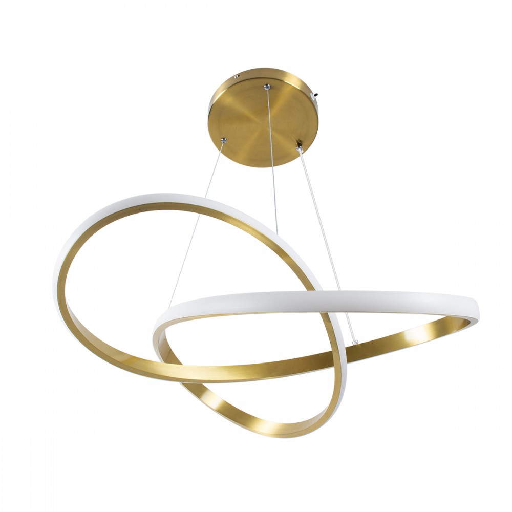 GloboStar® DEXTER 61051 Κρεμαστό Φωτιστικό Οροφής Design LED CCT 72W 8064lm 300° AC 220-240V - Εναλλαγή Φωτισμού μέσω Τηλεχειριστηρίου All In One Ψυχρό 6000k+Φυσικό 4500k+Θερμό 2700k Dimmable Φ56cm - Χρυσό Βούρτσας - 3 Years Warranty