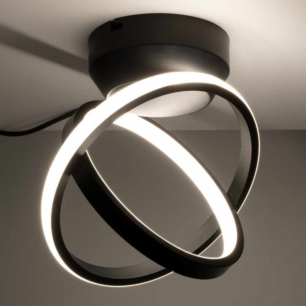 GloboStar® AMELIA 61052 Φωτιστικό Οροφής Design LED CCT 20W 2400lm 300° AC 220-240V - Εναλλαγή Φωτισμού μέσω Διακόπτη On/Off All In One Ψυχρό 6000k+Φυσικό 4500k+Θερμό 2700k Μ24.5 x Π16 x Υ25cm - Μαύρο