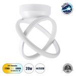 GloboStar® AMELIA 61053 Φωτιστικό Οροφής Design LED CCT 20W 2400lm 300° AC 220-240V - Εναλλαγή Φωτισμού μέσω Διακόπτη On/Off All In One Ψυχρό 6000k+Φυσικό 4500k+Θερμό 2700k Μ24.5 x Π16 x Υ25cm - Λευκό