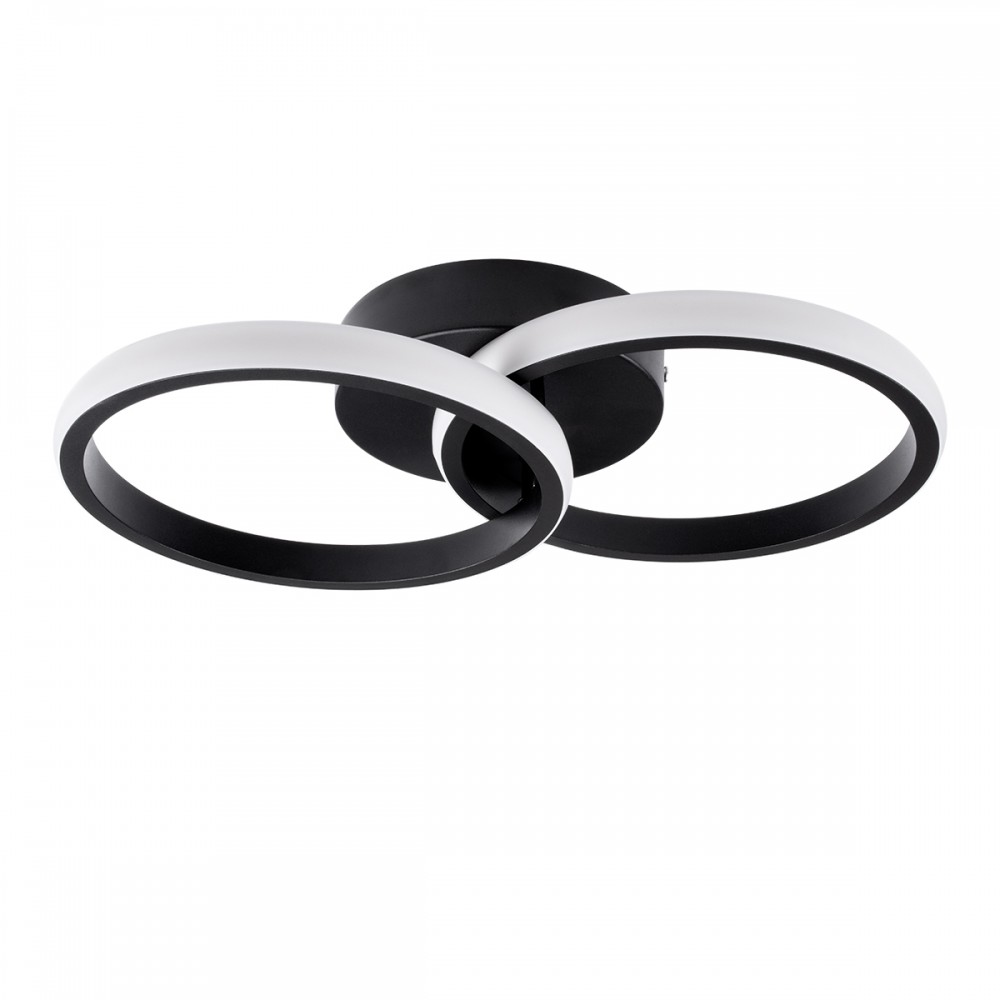 GloboStar® CORA 61058 Φωτιστικό Οροφής Design LED CCT 18W 2160lm 300° AC 220-240V - Εναλλαγή Φωτισμού μέσω Διακόπτη On/Off All In One Ψυχρό 6000k+Φυσικό 4500k+Θερμό 2700k Μ36 x Π20.5 x Υ7cm - Μαύρο