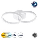 GloboStar® CORA 61059 Φωτιστικό Οροφής Design LED CCT 18W 2160lm 300° AC 220-240V - Εναλλαγή Φωτισμού μέσω Διακόπτη On/Off All In One Ψυχρό 6000k+Φυσικό 4500k+Θερμό 2700k Μ36 x Π20.5 x Υ7cm - Λευκό