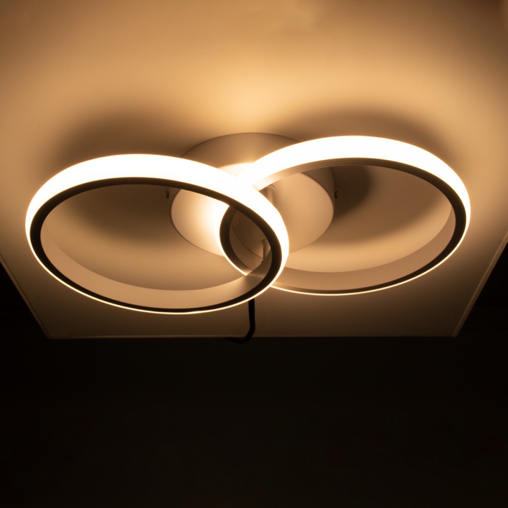 GloboStar® CORA 61059 Φωτιστικό Οροφής Design LED CCT 18W 2160lm 300° AC 220-240V - Εναλλαγή Φωτισμού μέσω Διακόπτη On/Off All In One Ψυχρό 6000k+Φυσικό 4500k+Θερμό 2700k Μ36 x Π20.5 x Υ7cm - Λευκό