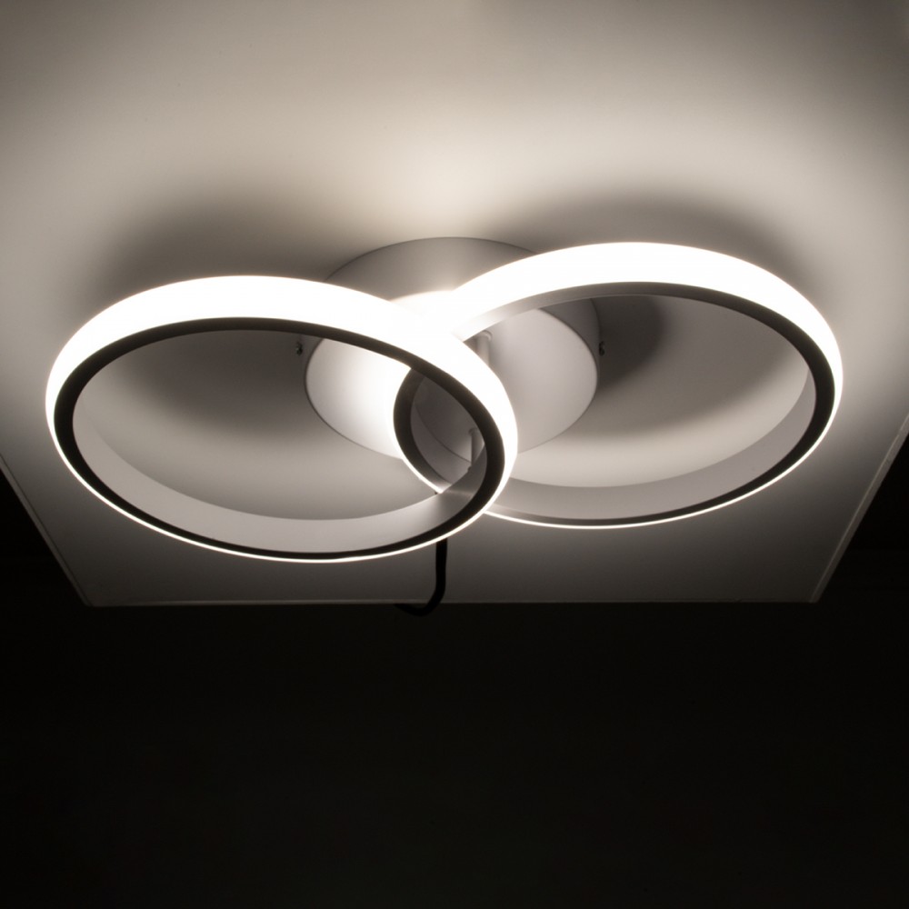 GloboStar® CORA 61059 Φωτιστικό Οροφής Design LED CCT 18W 2160lm 300° AC 220-240V - Εναλλαγή Φωτισμού μέσω Διακόπτη On/Off All In One Ψυχρό 6000k+Φυσικό 4500k+Θερμό 2700k Μ36 x Π20.5 x Υ7cm - Λευκό