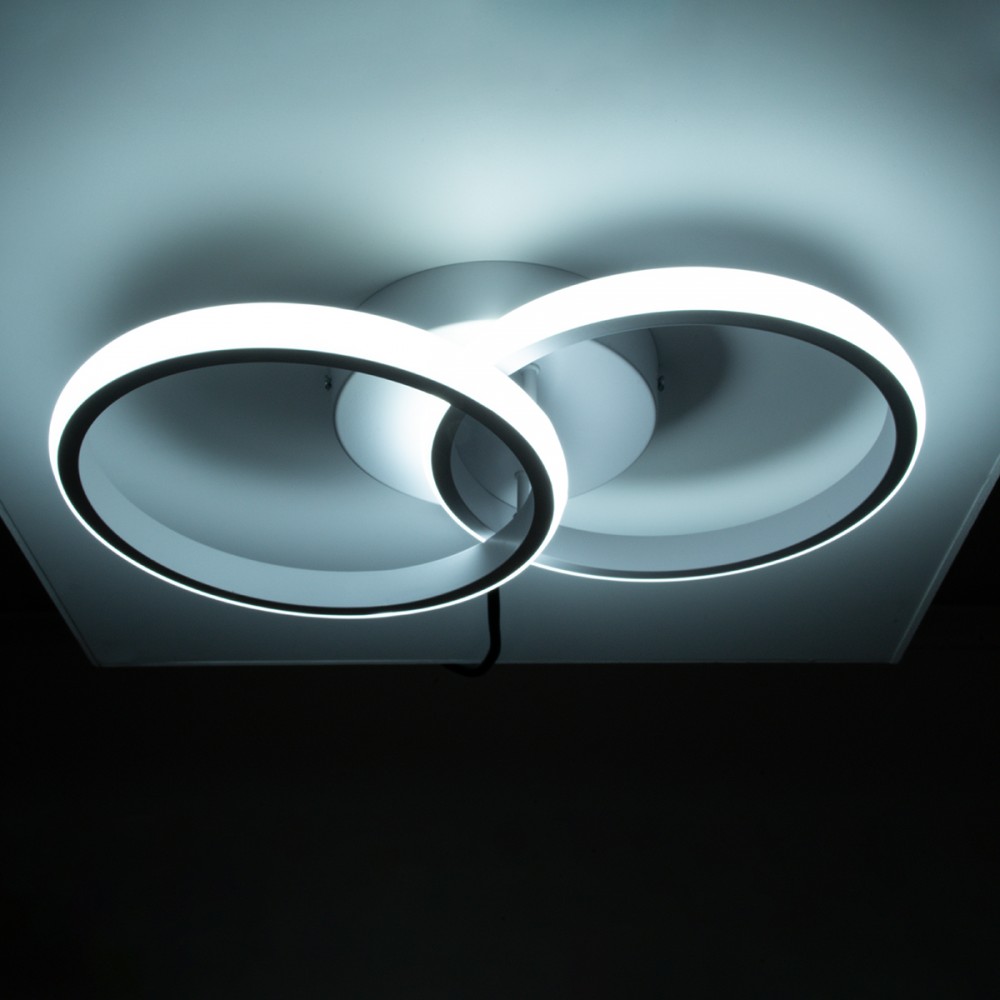 GloboStar® CORA 61059 Φωτιστικό Οροφής Design LED CCT 18W 2160lm 300° AC 220-240V - Εναλλαγή Φωτισμού μέσω Διακόπτη On/Off All In One Ψυχρό 6000k+Φυσικό 4500k+Θερμό 2700k Μ36 x Π20.5 x Υ7cm - Λευκό