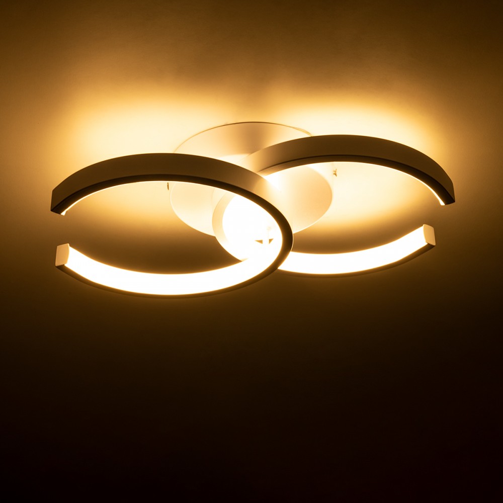 GloboStar® EVA 61068 Φωτιστικό Οροφής Design LED CCT 16W 1920lm 300° AC 220-240V - Εναλλαγή Φωτισμού μέσω Διακόπτη On/Off All In One Ψυχρό 6000k+Φυσικό 4500k+Θερμό 2700k Μ33 x Π21 x Υ7cm - Λευκό