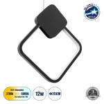 GloboStar® MARY 61082 Κρεμαστό Φωτιστικό Οροφής Design LED CCT 12W 1440lm 300° AC 220-240V - Εναλλαγή Φωτισμού μέσω Διακόπτη On/Off All In One Ψυχρό 6000k+Φυσικό 4500k+Θερμό 2700k Μ20 x Π2.3 x Υ28.5cm - Μαύρο