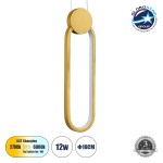 GloboStar® ILDI 61090 Κρεμαστό Φωτιστικό Οροφής Design LED CCT 12W 1440lm 300° AC 220-240V - Εναλλαγή Φωτισμού μέσω Διακόπτη On/Off All In One Ψυχρό 6000k+Φυσικό 4500k+Θερμό 2700k Μ10 x Π2.3 x Υ38cm - Χρυσό Βούρτσας