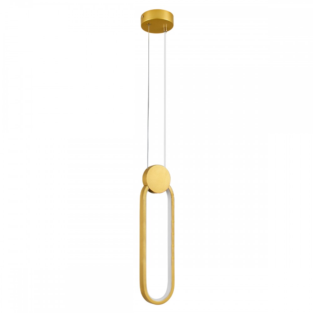 GloboStar® ILDI 61090 Κρεμαστό Φωτιστικό Οροφής Design LED CCT 12W 1440lm 300° AC 220-240V - Εναλλαγή Φωτισμού μέσω Διακόπτη On/Off All In One Ψυχρό 6000k+Φυσικό 4500k+Θερμό 2700k Μ10 x Π2.3 x Υ38cm - Χρυσό Βούρτσας