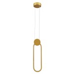 GloboStar® ILDI 61090 Κρεμαστό Φωτιστικό Οροφής Design LED CCT 12W 1440lm 300° AC 220-240V - Εναλλαγή Φωτισμού μέσω Διακόπτη On/Off All In One Ψυχρό 6000k+Φυσικό 4500k+Θερμό 2700k Μ10 x Π2.3 x Υ38cm - Χρυσό Βούρτσας