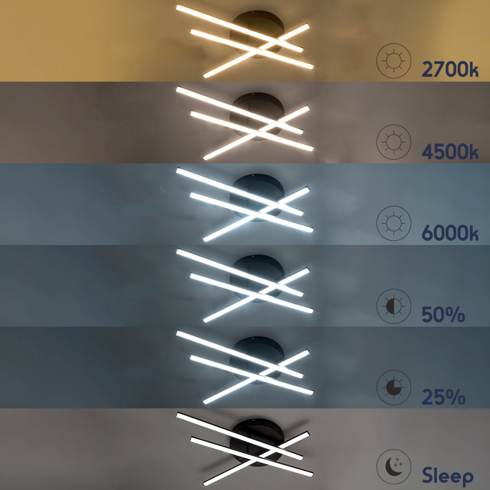GloboStar® DRACO 61093 Φωτιστικό Οροφής Γραμμικό Linear Design LED CCT 45W 5535lm 120° AC 220-240V - Εναλλαγή Φωτισμού μέσω Τηλεχειριστηρίου All In One Ψυχρό 6000k+Φυσικό 4500k+Θερμό 2700k Dimmable Φ50 x Υ11cm - Μαύρο - 3 Years Warranty