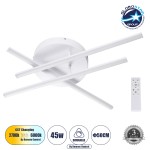 GloboStar® DRACO 61094 Φωτιστικό Οροφής Γραμμικό Linear Design LED CCT 45W 5535lm 120° AC 220-240V - Εναλλαγή Φωτισμού μέσω Τηλεχειριστηρίου All In One Ψυχρό 6000k+Φυσικό 4500k+Θερμό 2700k Dimmable Φ50 x Υ11cm - Λευκό - 3 Years Warranty