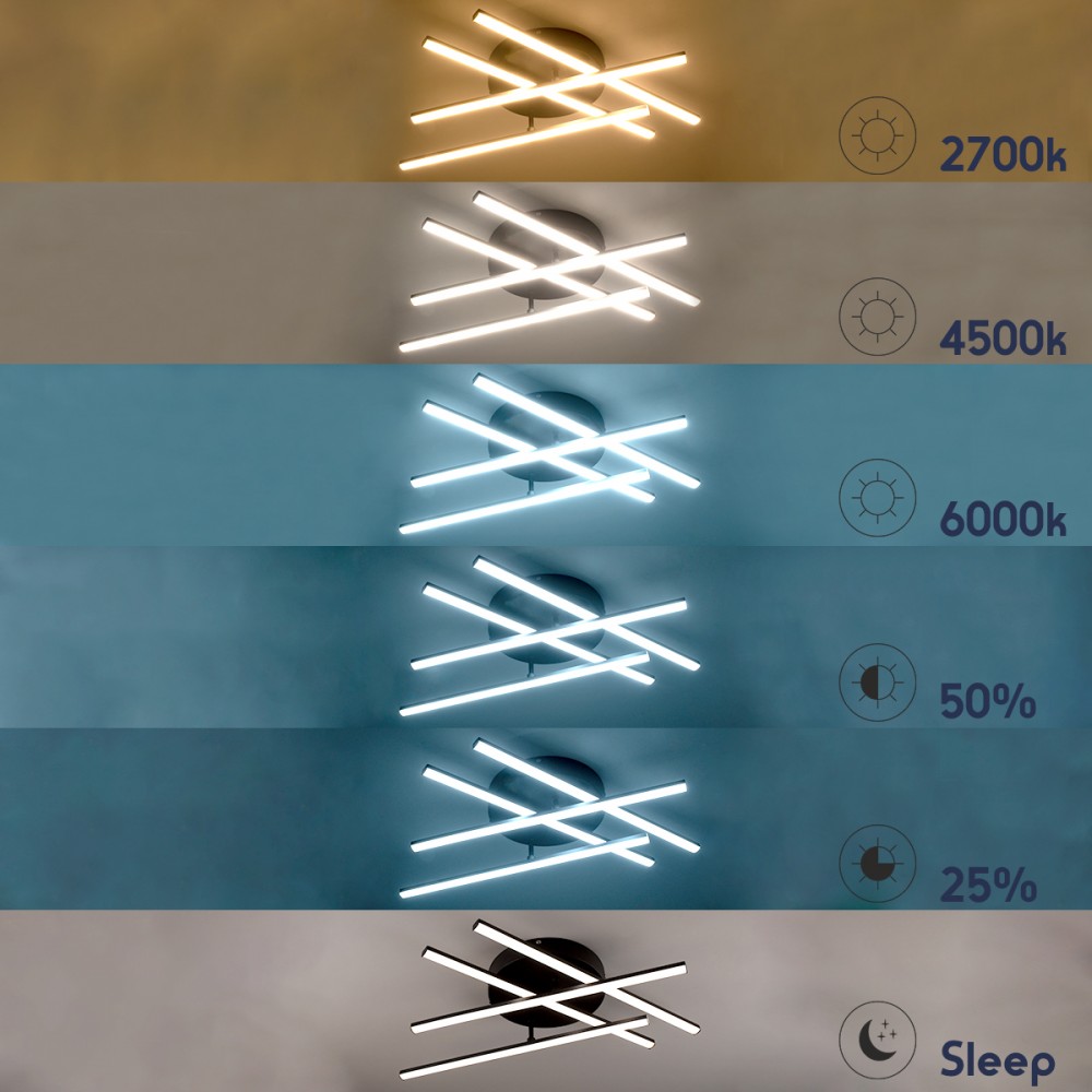 GloboStar® DRACO 61095 Φωτιστικό Οροφής Γραμμικό Linear Design LED CCT 60W 7380lm 120° AC 220-240V - Εναλλαγή Φωτισμού μέσω Τηλεχειριστηρίου All In One Ψυχρό 6000k+Φυσικό 4500k+Θερμό 2700k Dimmable Φ60 x Υ11cm - Μαύρο - 3 Years Warranty