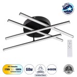 GloboStar® DRACO 61095 Φωτιστικό Οροφής Γραμμικό Linear Design LED CCT 60W 7380lm 120° AC 220-240V - Εναλλαγή Φωτισμού μέσω Τηλεχειριστηρίου All In One Ψυχρό 6000k+Φυσικό 4500k+Θερμό 2700k Dimmable Φ60 x Υ11cm - Μαύρο - 3 Years Warranty