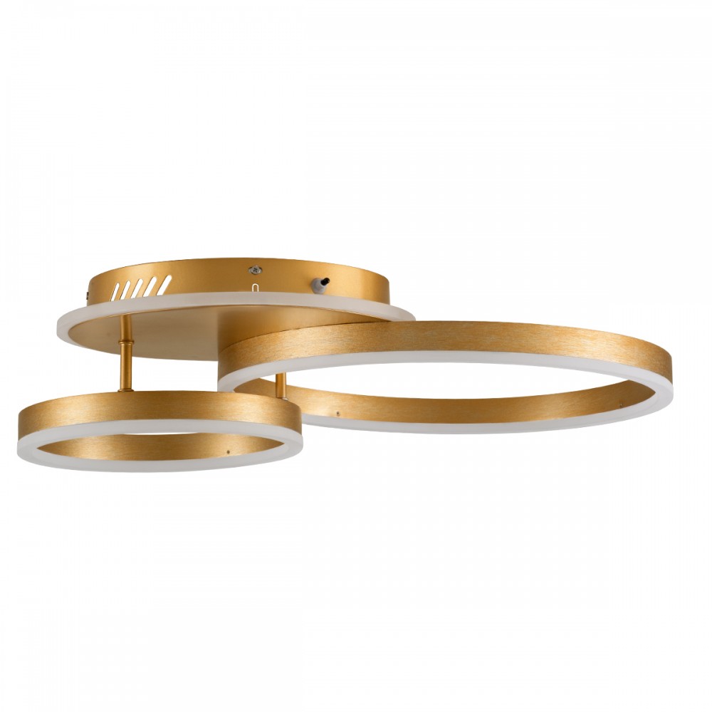 GloboStar® VENOM 61122 Φωτιστικό Οροφής Δαχτυλίδι-Κύκλος LED CCT 67W 8107lm 360° AC 220-240V - Εναλλαγή Φωτισμού μέσω Τηλεχειριστηρίου All In One Ψυχρό 6000k+Φυσικό 4500k+Θερμό 2700k Dimmable Φ25+40cm+BackLight - Χρυσό Βούρτσας - 3 Years Warranty