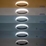 GloboStar® DIAMOND 61130 Κρεμαστό Φωτιστικό Δαχτυλίδι-Κύκλος LED CCT 45W 5230lm 360° AC 220-240V - Εναλλαγή Φωτισμού μέσω Τηλεχειριστηρίου All In One Ψυχρό 6000k+Φυσικό 4500k+Θερμό 2700k Dimmable Φ60cm - Μαύρο - 3 Years Warranty