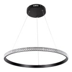GloboStar® DIAMOND 61130 Κρεμαστό Φωτιστικό Δαχτυλίδι-Κύκλος LED CCT 45W 5230lm 360° AC 220-240V - Εναλλαγή Φωτισμού μέσω Τηλεχειριστηρίου All In One Ψυχρό 6000k+Φυσικό 4500k+Θερμό 2700k Dimmable Φ60cm - Μαύρο - 3 Years Warranty